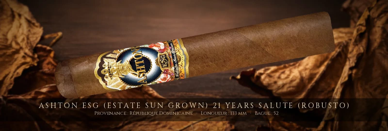 Ashton ESG (Estate Sun Grown) 21 Years Salute (Robusto) — Ashton — République Dominicaine