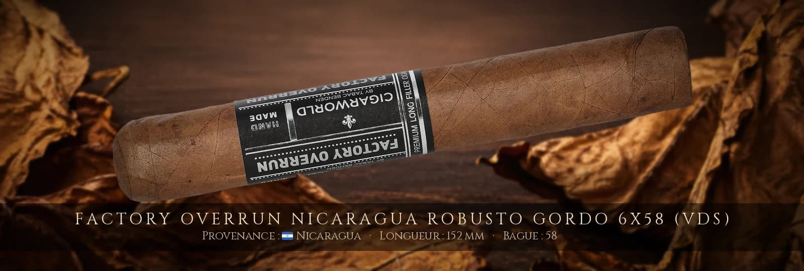 Factory Overrun Nicaragua Robusto Gordo 6x58 (VDS) — Factory Overrun — Nicaragua