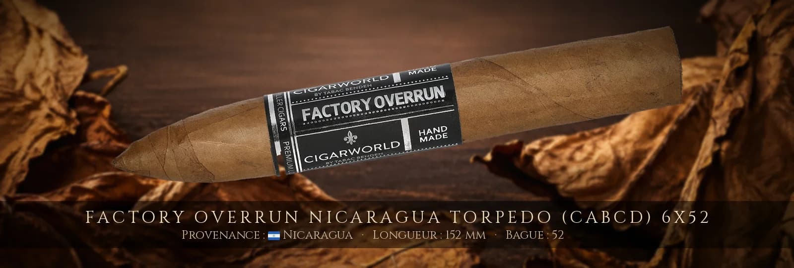 Factory Overrun Nicaragua Torpedo (CABCD) 6x52 — Factory Overrun — Nicaragua