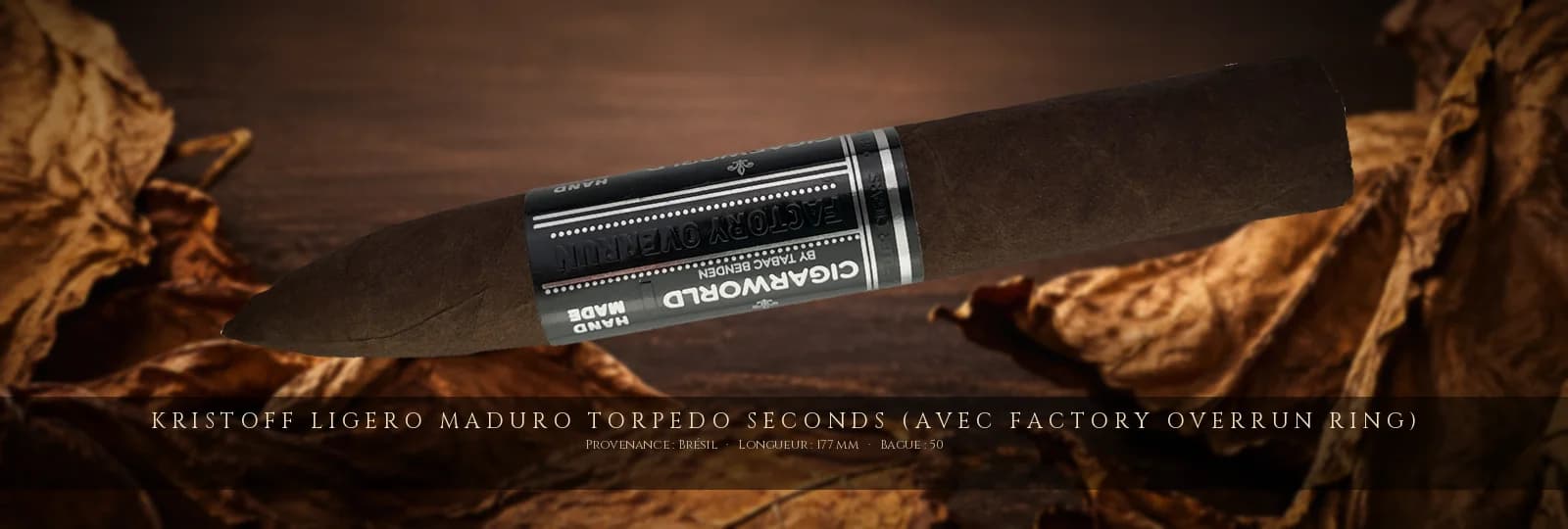 Kristoff Ligero Maduro Torpedo SECONDS (avec Factory Overrun Ring) — Kristoff — Brésil