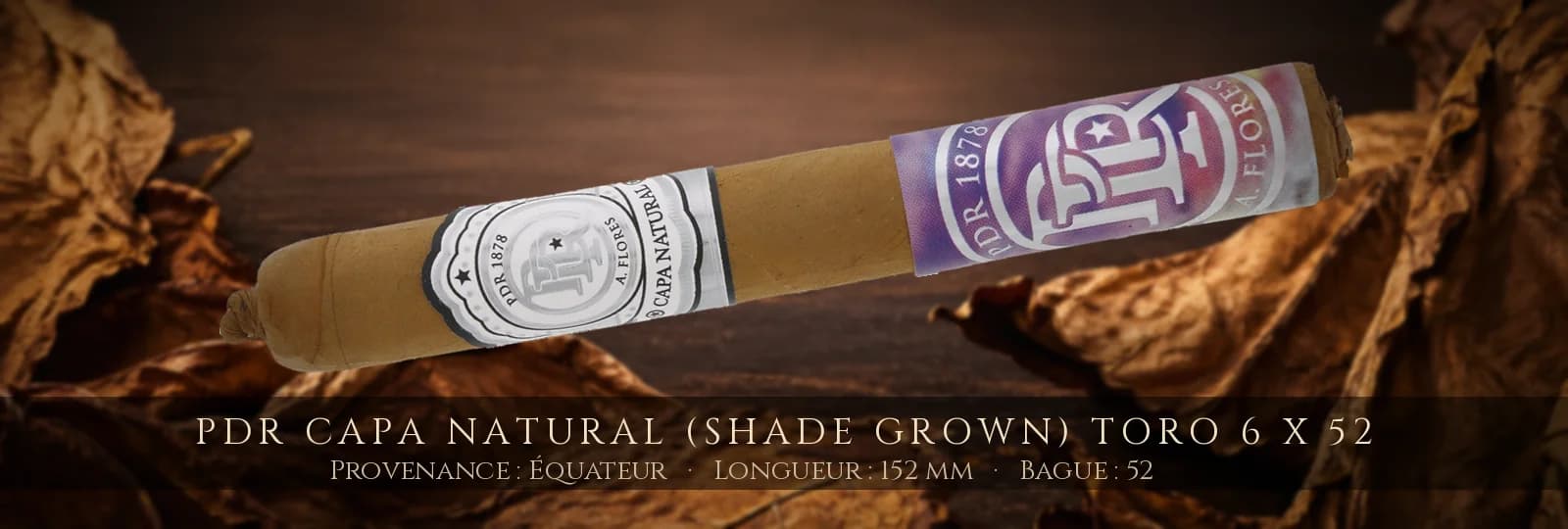 PDR Capa Natural (Shade Grown) Toro 6 x 52 — PDR — Équateur