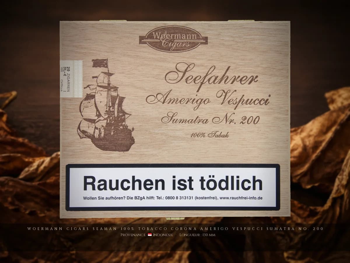 Woermann Cigars Seaman 100% Tobacco Corona Amerigo Vespucci Sumatra No. 200 — Woermann Cigars — Indonésie