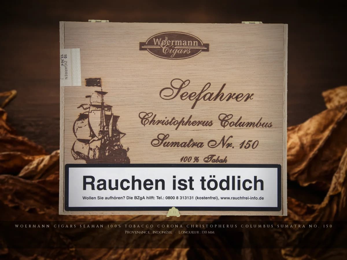 Woermann Cigars Seaman 100% Tobacco Corona Christopherus Columbus Sumatra No. 150 — Woermann Cigars — Indonésie
