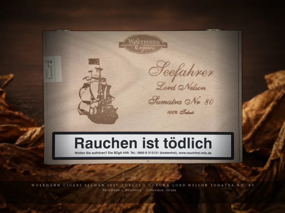 Woermann Cigars Seaman 100% Tobacco Corona Lord Nelson Sumatra No. 80 — Woermann Cigars — Indonésie