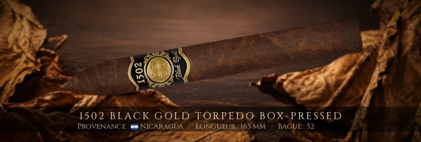 1502 Black Gold Torpedo Box-Pressed — 1502 — Nicaragua