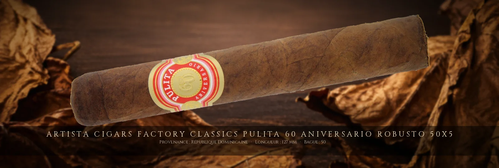 Artista Cigars Factory Classics Pulita 60 Aniversario Robusto 50x5 — Artista Cigars — République Dominicaine