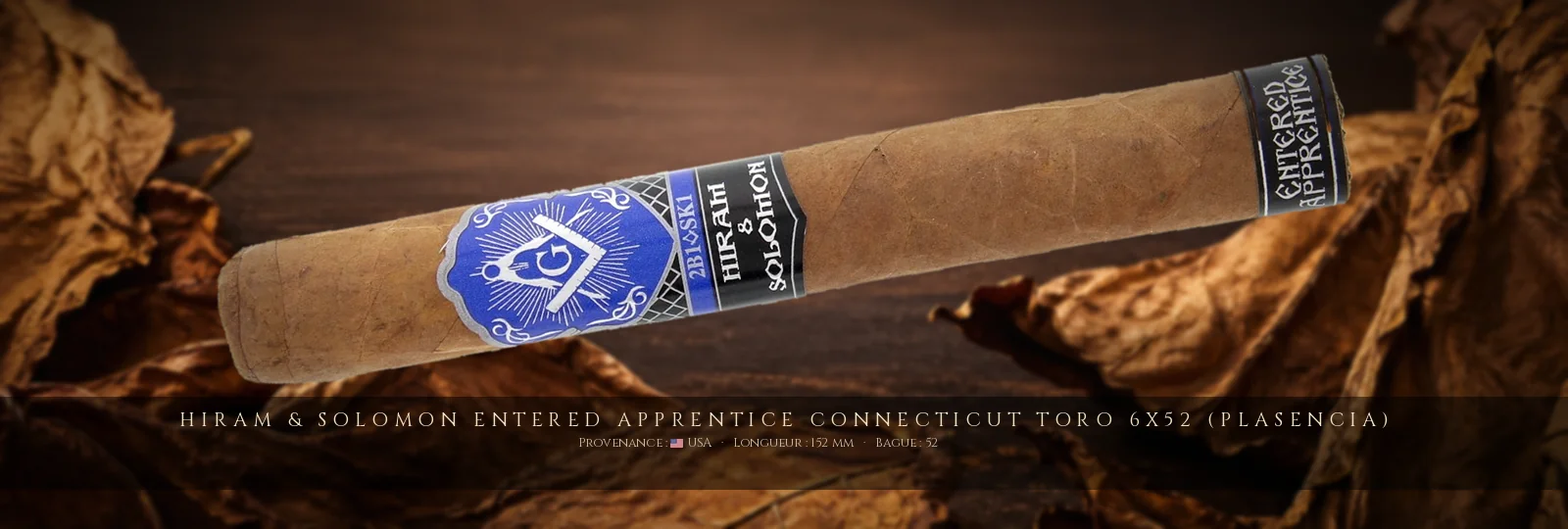 Hiram & Solomon Entered Apprentice Connecticut Toro 6x52 (Plasencia)