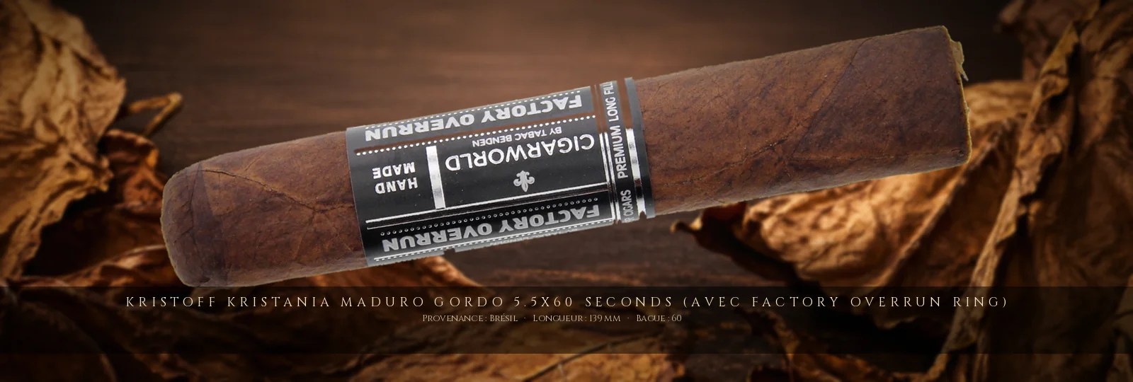 Kristoff Kristania Maduro Gordo 5.5x60 SECONDS (avec Factory Overrun Ring) — Kristoff — Brésil