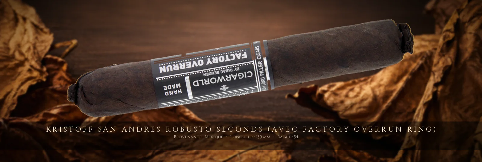 Kristoff San Andres Robusto SECONDS (avec Factory Overrun Ring) — Kristoff — Mexique