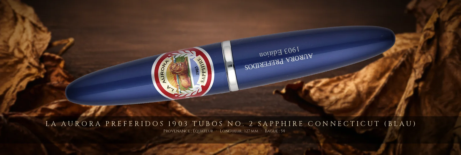 La Aurora Preferidos 1903 Tubos No. 2 Sapphire Connecticut (Blau) — La Aurora — Équateur
