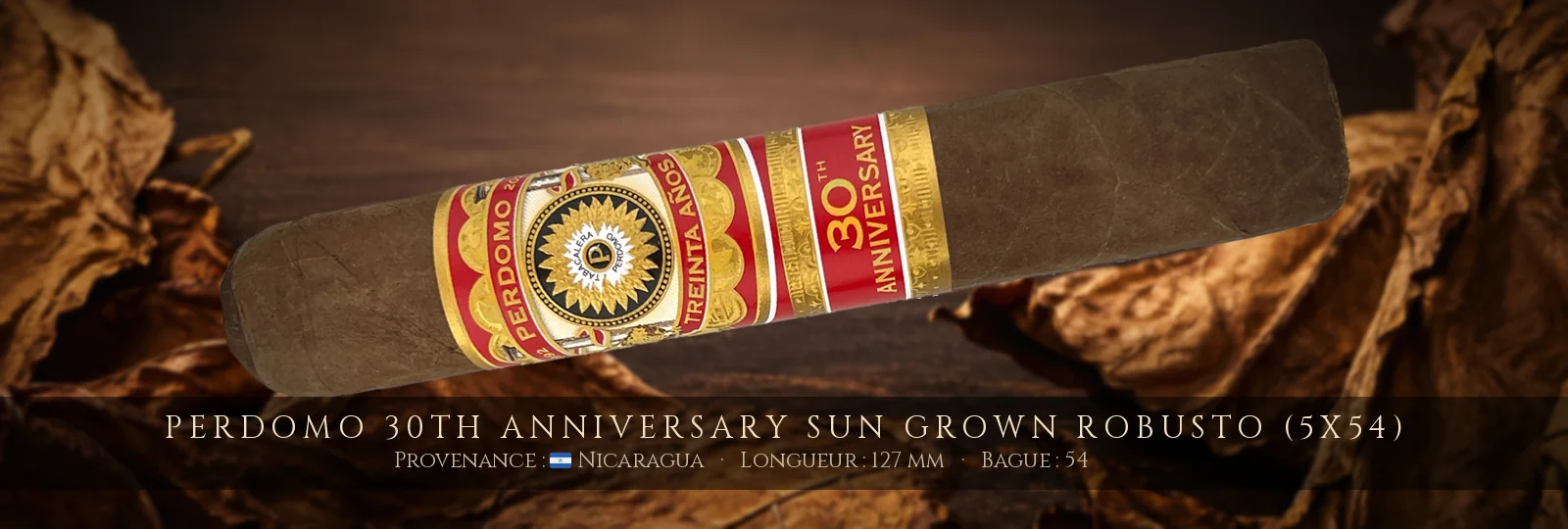 Perdomo 30th Anniversary Sun Grown Robusto (5x54) — Perdomo — Nicaragua