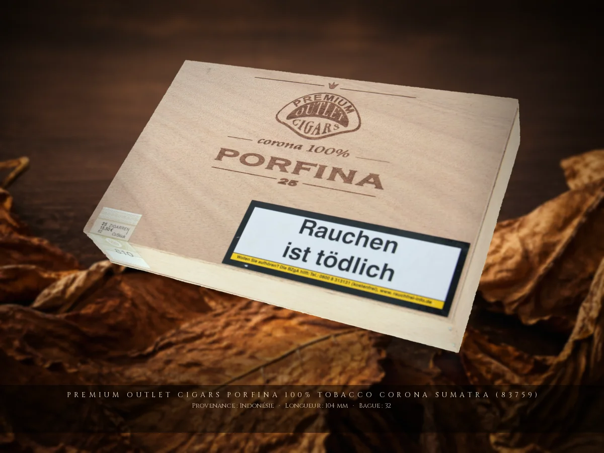 Premium Outlet Cigars Porfina 100% Tobacco Corona Sumatra (83759) — Premium Outlet Cigars — Indonésie
