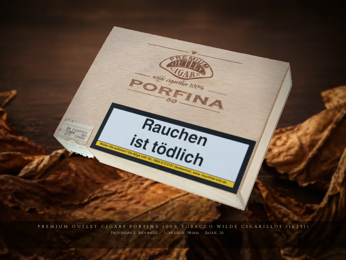 Premium Outlet Cigars Porfina 100% Tobacco Wilde Cigarillos (16251) — Premium Outlet Cigars — Indonésie