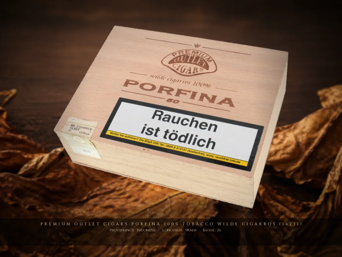 Premium Outlet Cigars Porfina 100% Tobacco Wilde Cigarros (16231) — Premium Outlet Cigars — Indonésie