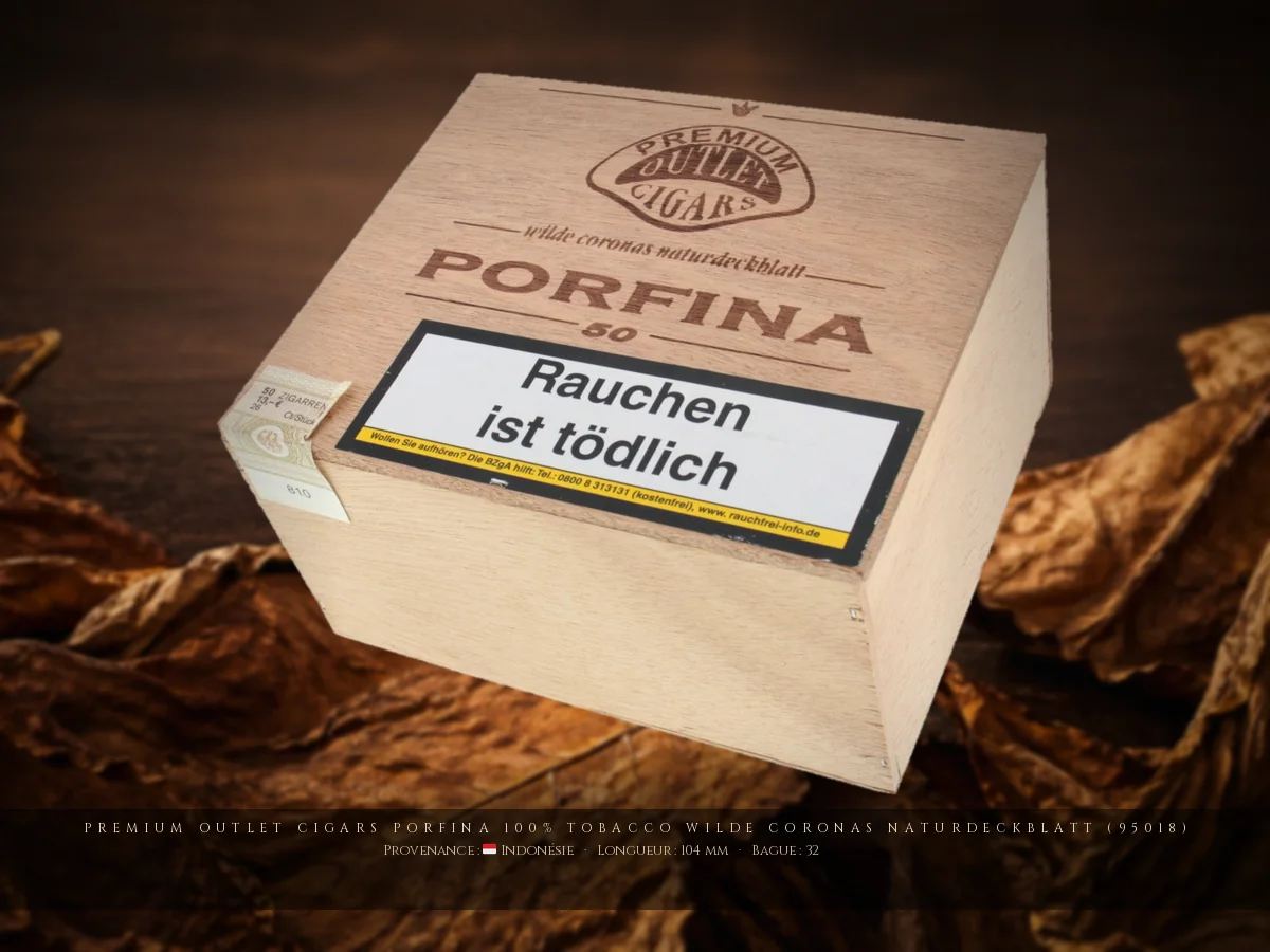 Premium Outlet Cigars Porfina 100% Tobacco Wilde Coronas Naturdeckblatt (95018) — Premium Outlet Cigars — Indonésie