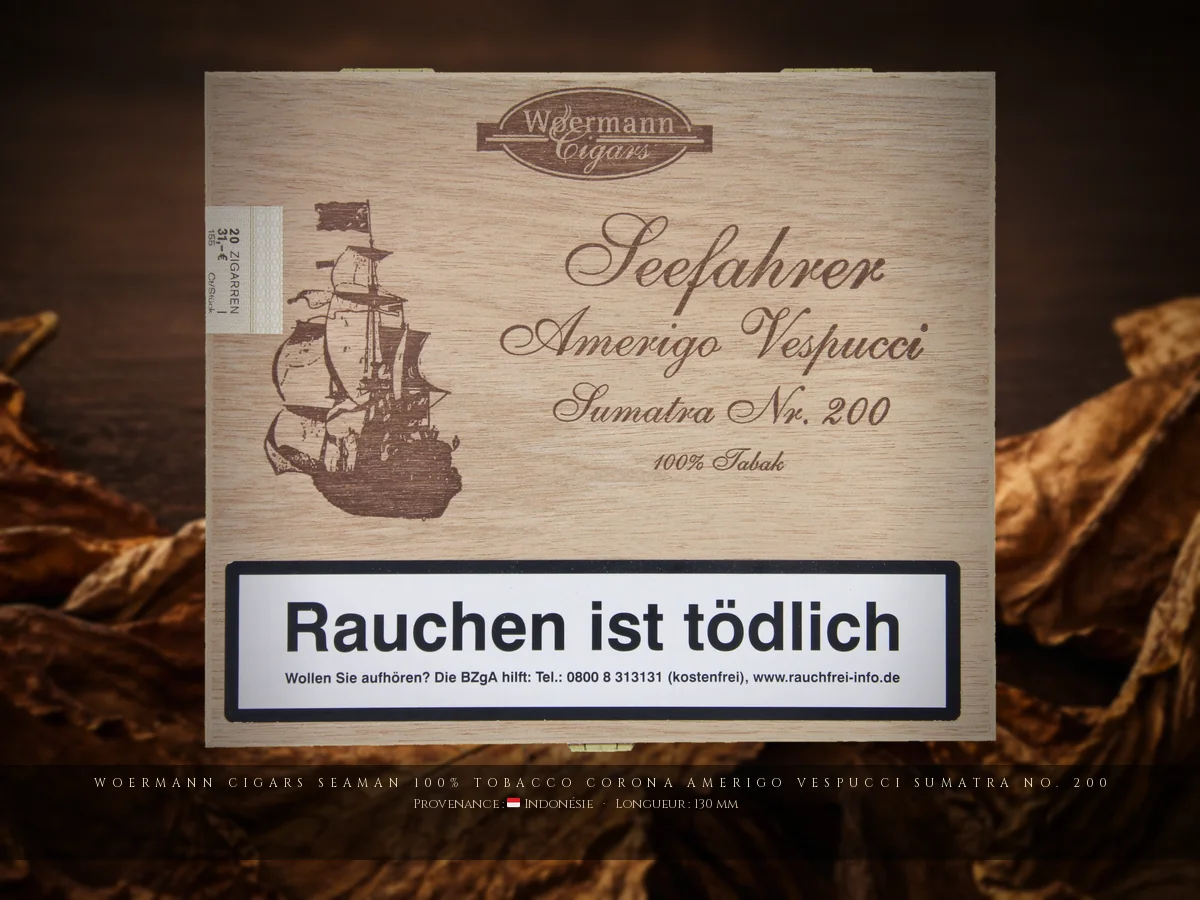 Woermann Cigars Seaman 100% Tobacco Corona Amerigo Vespucci Sumatra No. 200 — Woermann Cigars — Indonésie