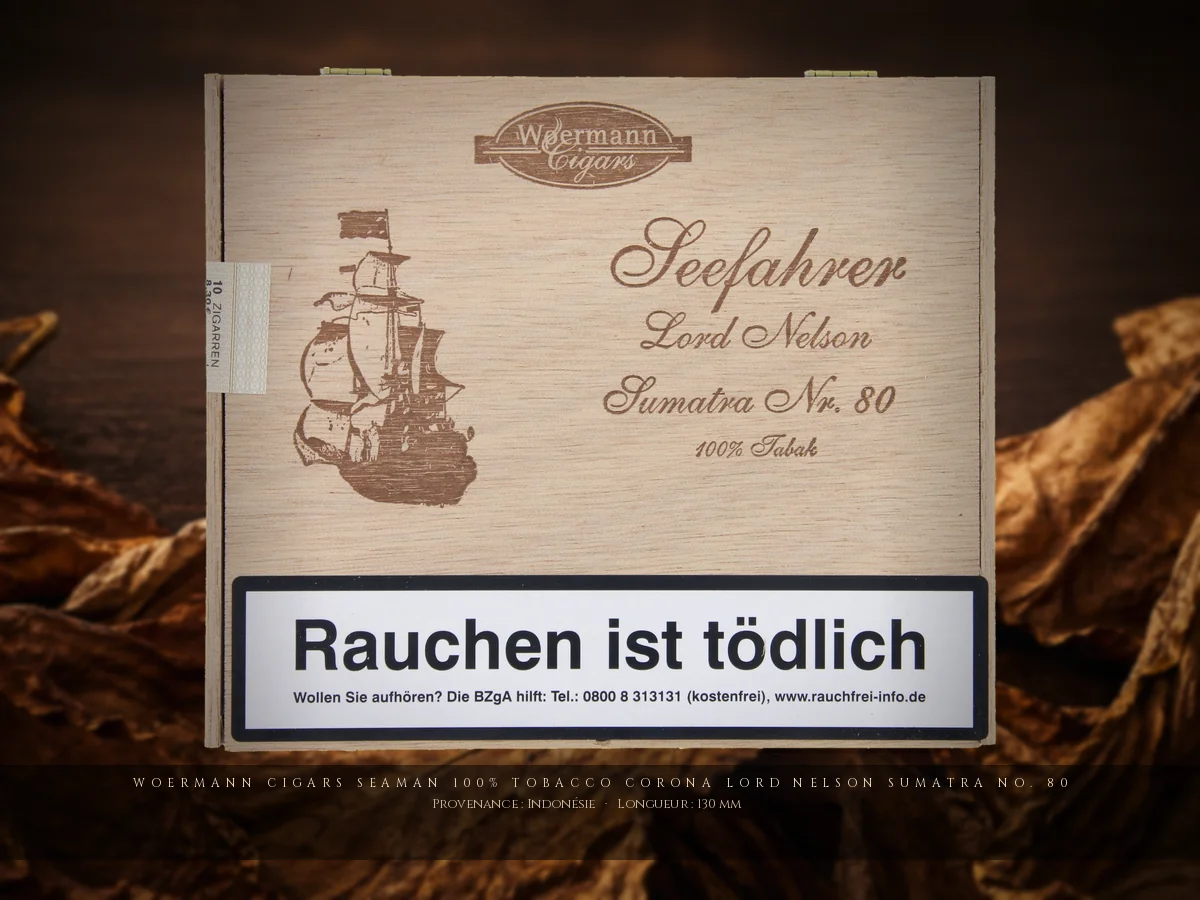Woermann Cigars Seaman 100% Tobacco Corona Lord Nelson Sumatra No. 80 — Woermann Cigars — Indonésie