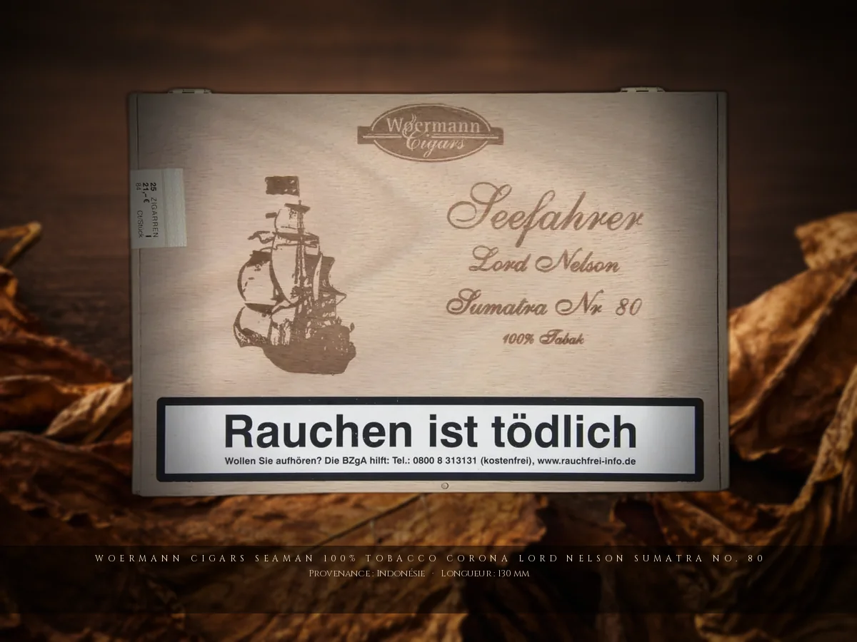 Woermann Cigars Seaman 100% Tobacco Corona Lord Nelson Sumatra No. 80 — Woermann Cigars — Indonésie