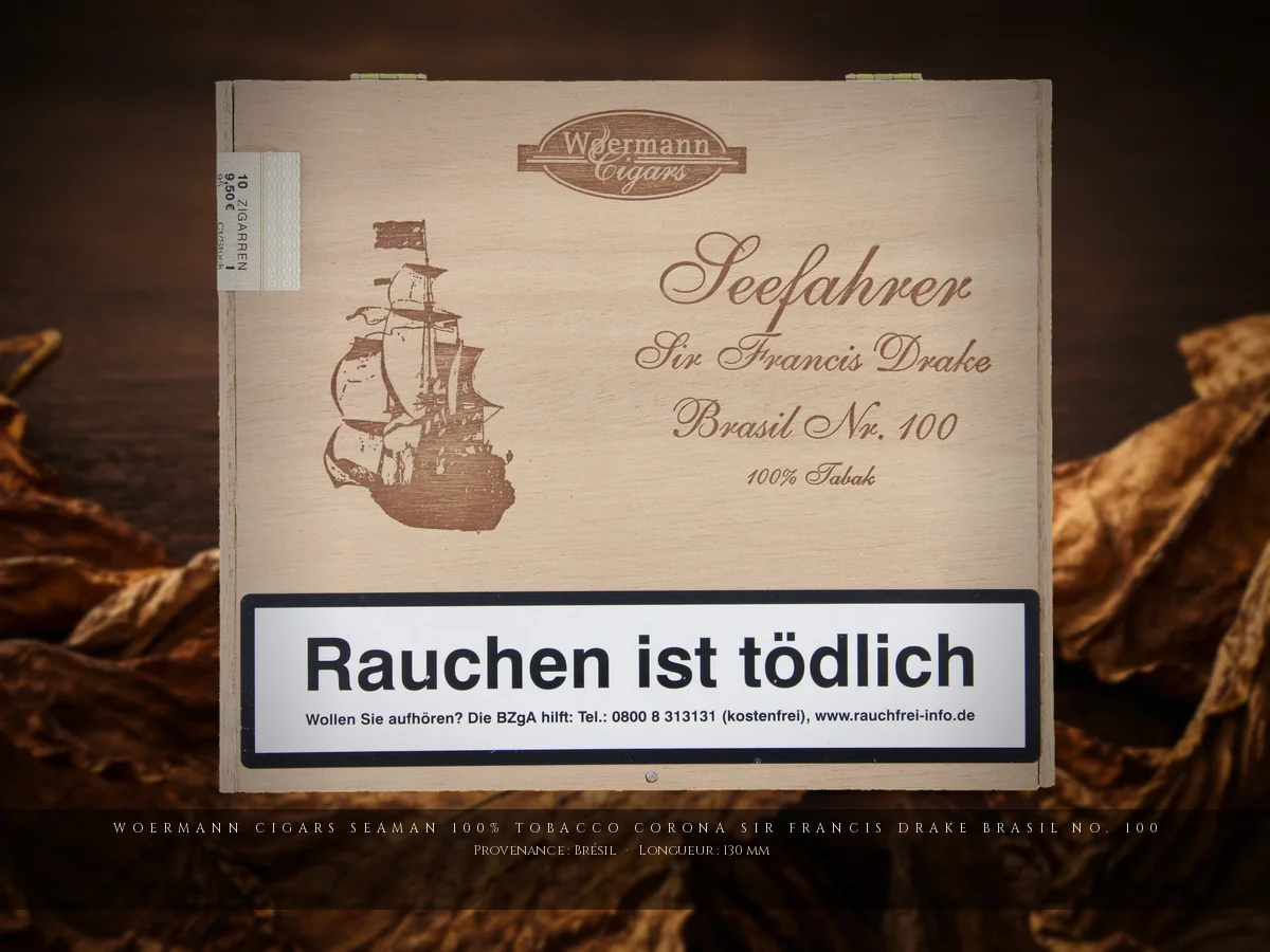 Woermann Cigars Seaman 100% Tobacco Corona Sir Francis Drake Brasil No. 100 — Woermann Cigars — Brésil