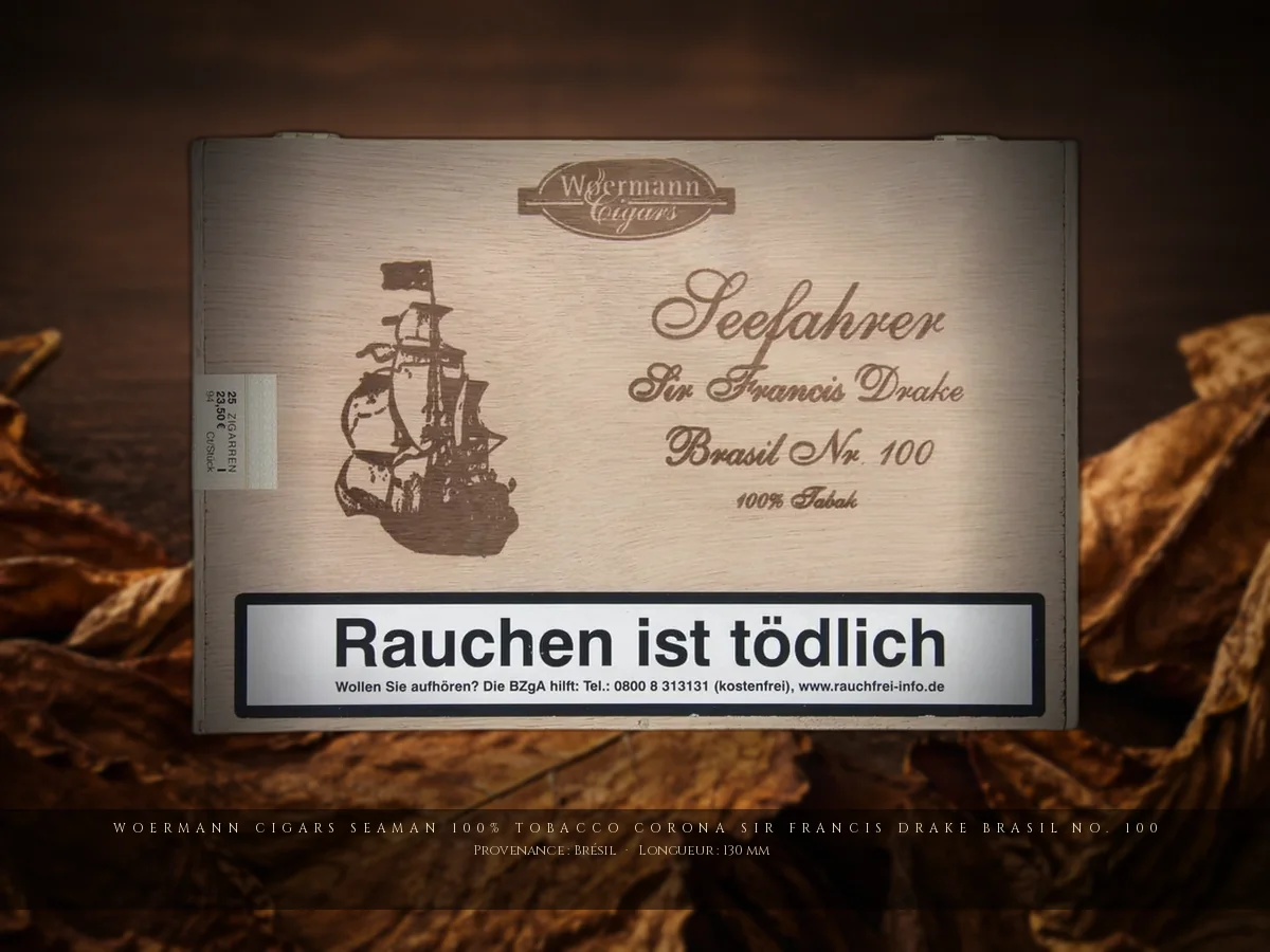 Woermann Cigars Seaman 100% Tobacco Corona Sir Francis Drake Brasil No. 100 — Woermann Cigars — Brésil