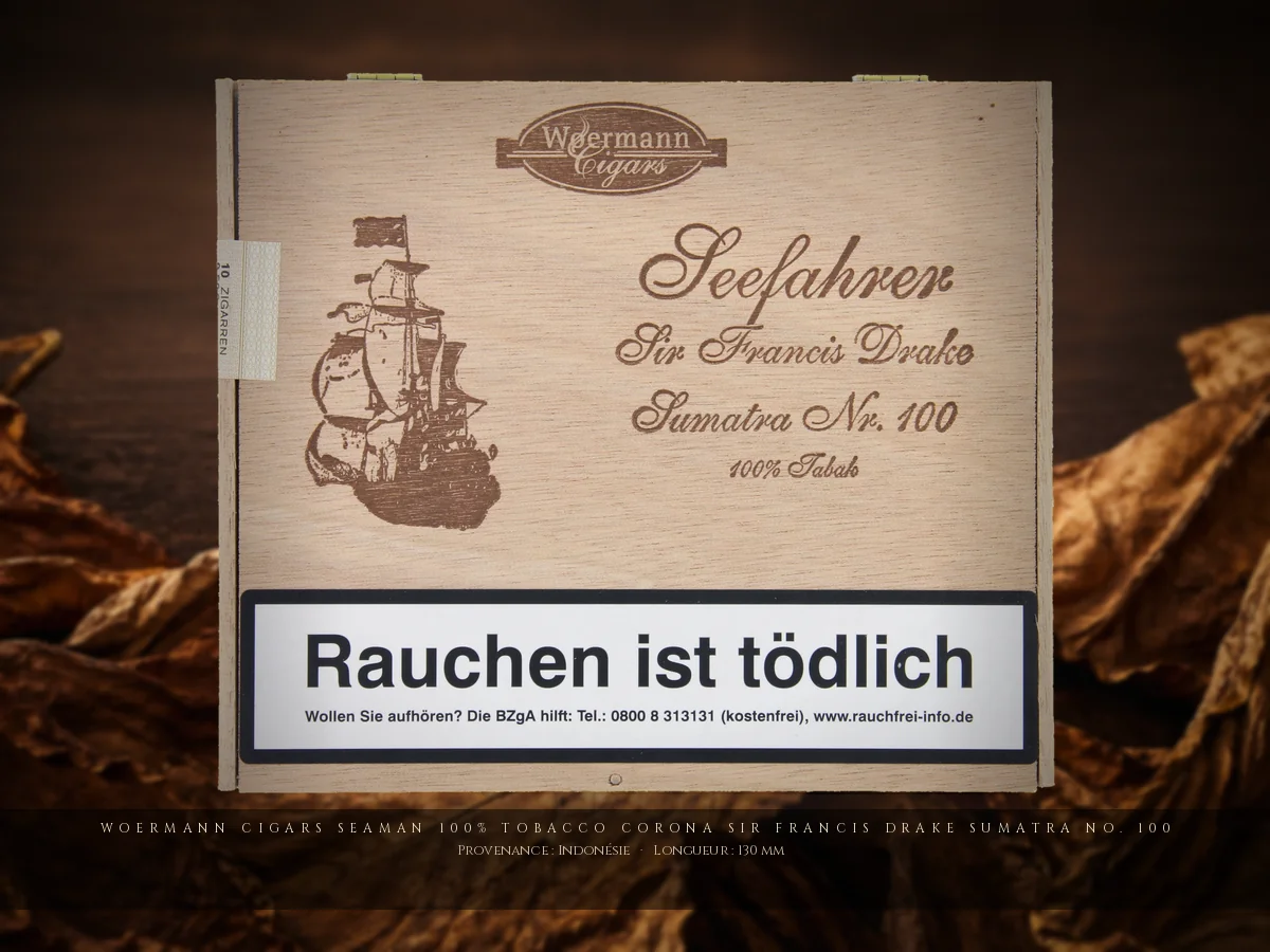 Woermann Cigars Seaman 100% Tobacco Corona Sir Francis Drake Sumatra No. 100 — Woermann Cigars — Indonésie