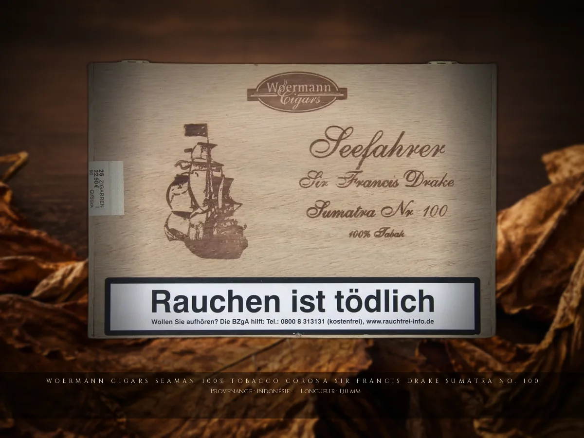 Woermann Cigars Seaman 100% Tobacco Corona Sir Francis Drake Sumatra No. 100 — Woermann Cigars — Indonésie