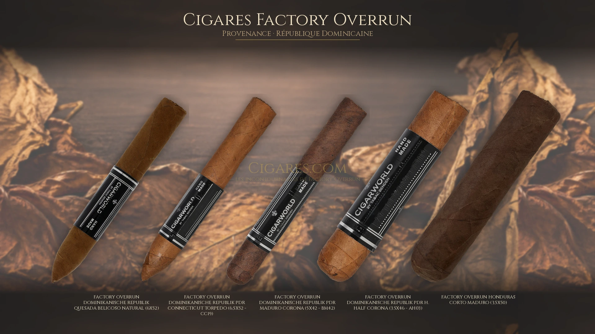 Top 5 cigares Factory Overrun — les plus populaires